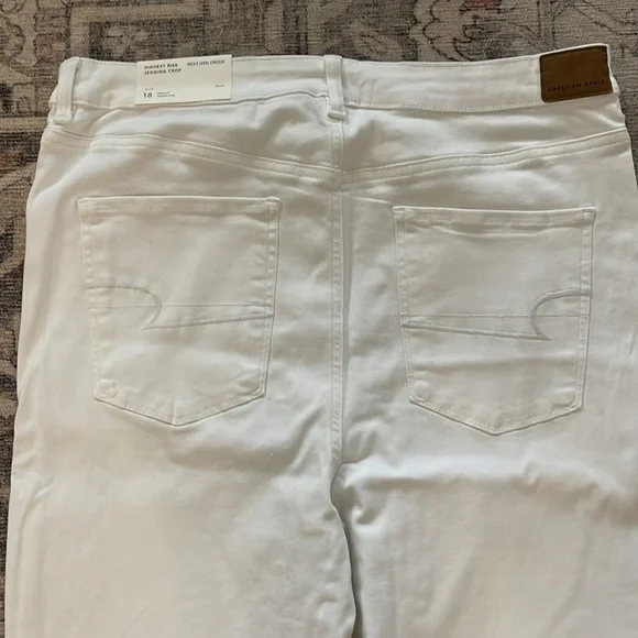 AE Ne(x)t Level Highest Rise Jegging Crop Raw Hem white jeans size 18 NWT - Picture 7 of 8